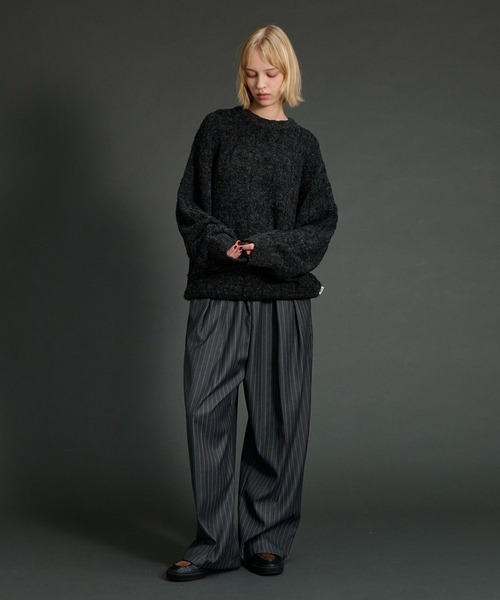 「WETTEMPT」 長袖ニット MEDIUM グレー メンズ_画像6