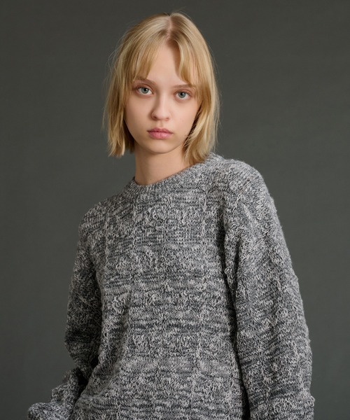 「WETTEMPT」 長袖ニット MEDIUM グレー メンズ_画像9