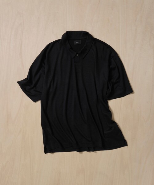 トップス wrapinknot wool POLO-SHIRT / BLACK WRAPINKNOT（ラッピンノット） ポロシャツ 「WRAPINKNOT/ラッピン