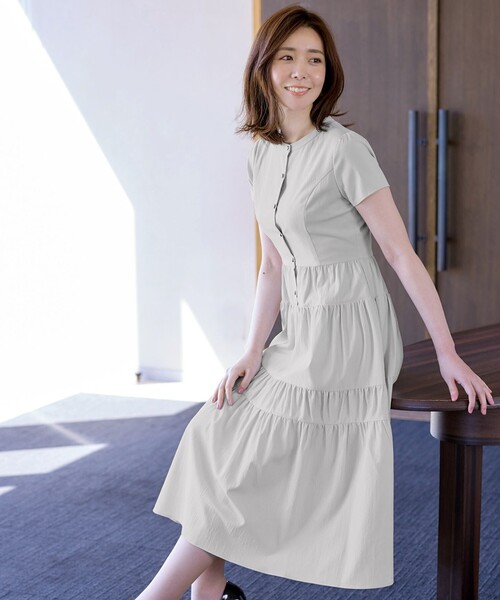 「Tiaclasse」 半袖ワンピース XX-LARGE ブルー レディース_画像3