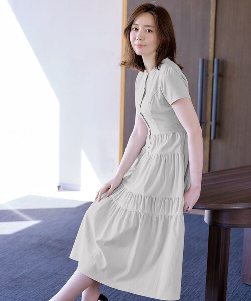 「Tiaclasse」 半袖ワンピース XX-LARGE ブルー レディース_画像7