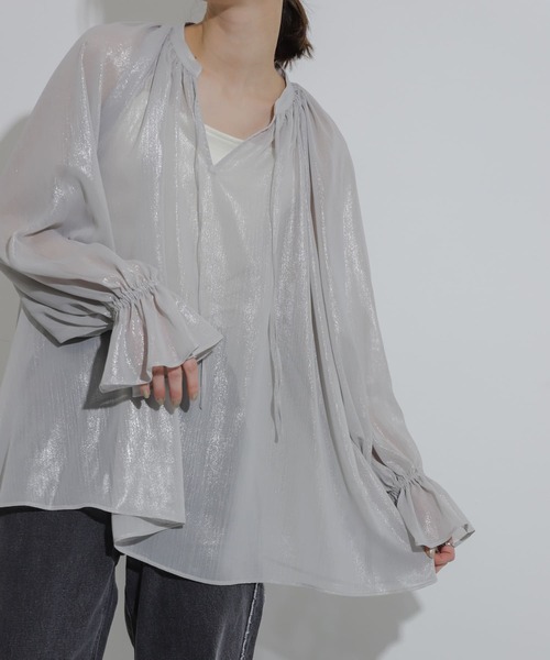 「SENSE OF PLACE by URBAN RESEARCH」 長袖ブラウス ONE グレー レディース_画像8