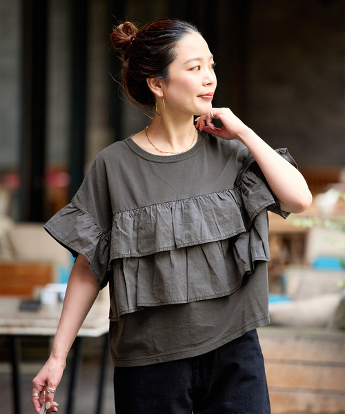 B.C STOCK（ベーセーストック） tシャツ 半袖 ウォッシャブル / フリル