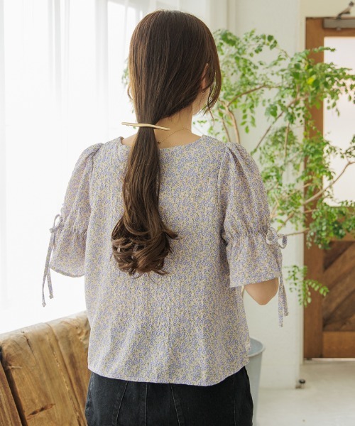 「flower」 半袖ブラウス FREE ピンク レディース_画像4
