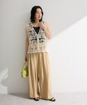 ベスト ジレ レース刺繍ベスト レディースの詳細画像2