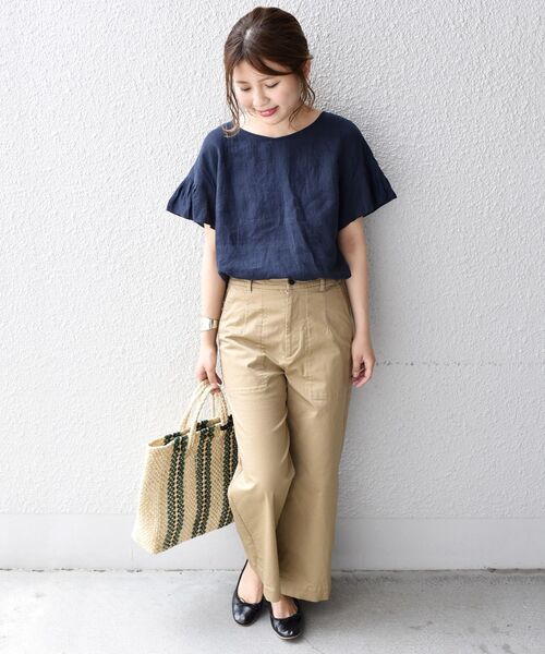「liflattie ships」 チノパンツ MEDIUM ベージュ レディース_画像2