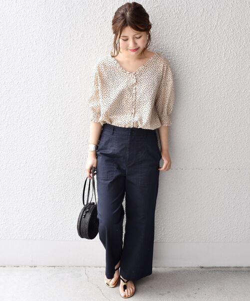 「liflattie ships」 チノパンツ MEDIUM ベージュ レディース_画像4