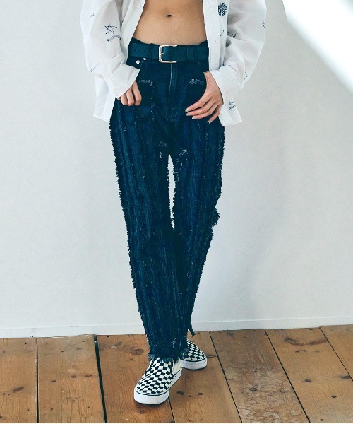 「RNA」 デニムパンツ MEDIUM ライトインディゴブルー レディース_画像6
