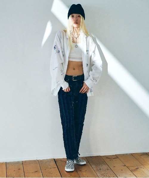 「RNA」 デニムパンツ MEDIUM ライトインディゴブルー レディース_画像9