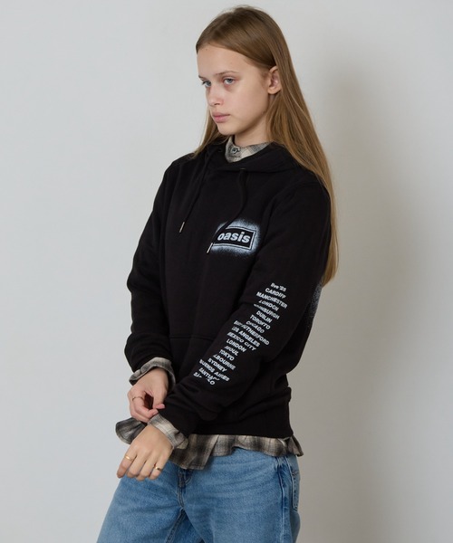 オアシス oasis フーディスウェット　　　　　　　　　ジップパーカー 黒 M パーカー Oasis / オアシス OASIS UNISEX PULLOVER HOODIE: SPRAY LIVE
