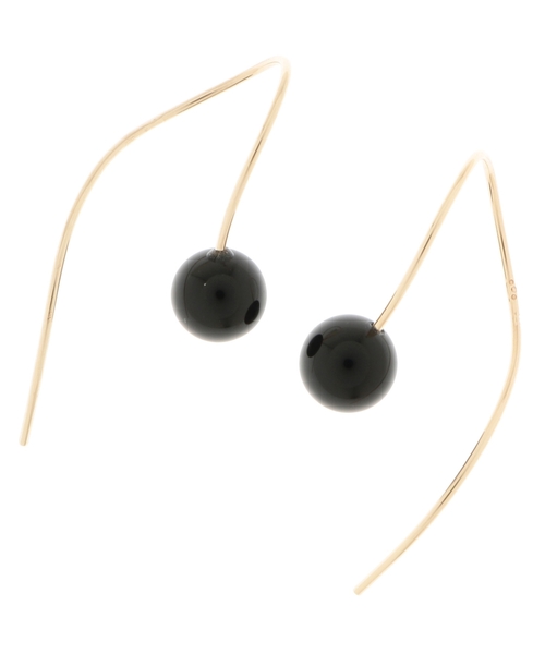 COCOSHNIK（ココシュニック） ピアス K10オニキス S字フックピアス(小