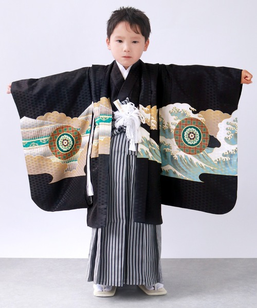 KYOETSU（京越） 着物 5歳 七五三 鷹兜松 羽織袴 12点セット キッズ