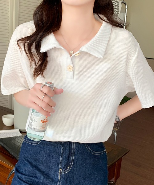 Girly Doll（ガーリードール） tシャツ 半袖 ワッフルポロシャツ