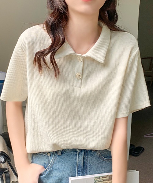 Girly Doll（ガーリードール） tシャツ 半袖 ワッフルポロシャツ