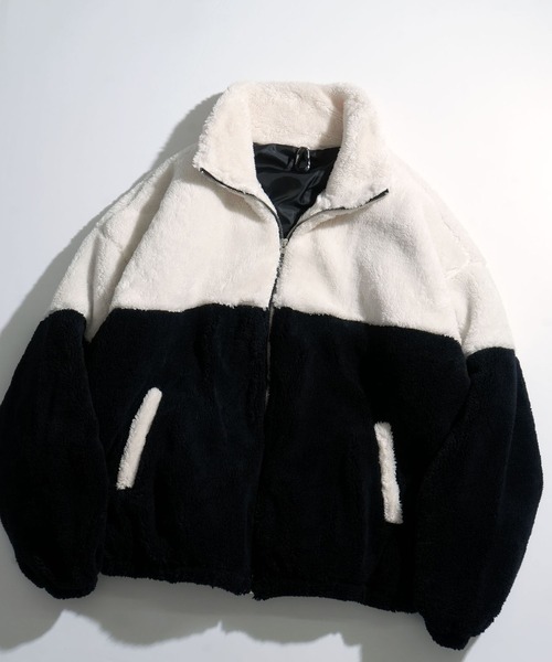 ブルゾン アウター 両面シャギーフリース BIGシルエットスタンド