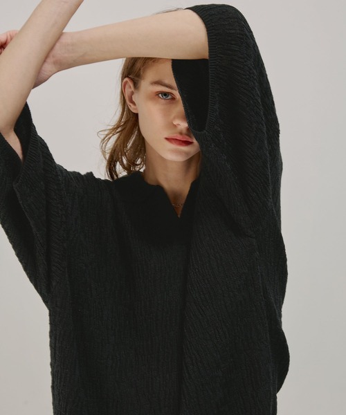 【くろとららら】soerte ジャガードスキッパーニットポロシャツ soerte（ソエルテ）の「- Jaguard skipper knit polo