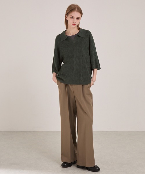 EMMA CLOTHES(エマクローズ) ポロシャツ 半袖 ジャガードスキッパー EMMA CLOTHES(エマクローズ) ポロシャツ 半袖 ジャガードスキッパー