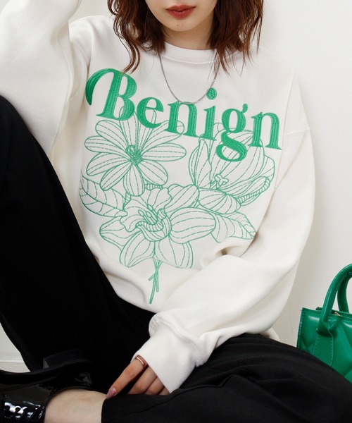 トレーナー スウェット 「フラワー刺繍」裏毛スウェット レディース メンズ B.I.D. トレーナー スウェット 「フラワー刺繍」裏毛スウェット