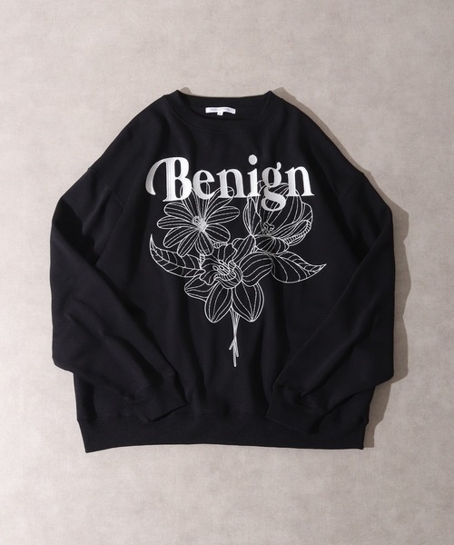トレーナー スウェット 「フラワー刺繍」裏毛スウェット レディース メンズ B.I.D. トレーナー スウェット 「フラワー刺繍」裏毛スウェット