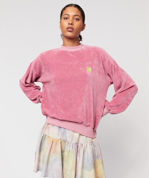 トレーナー スウェット Butterfly embroidery dropped shoulder sweatshirt レディース