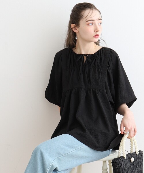 クチュールブローチ 半袖チュニック Couture Brooch チュニック 「マシンウォッシャブル/前後2WAY
