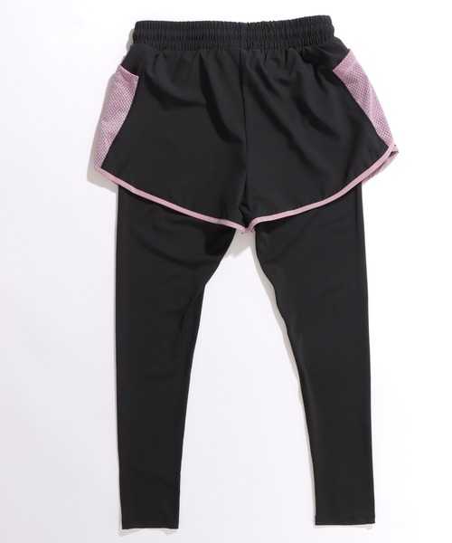 Lace Ladies レギンス スパッツ 配色メッシュ ポケット付き