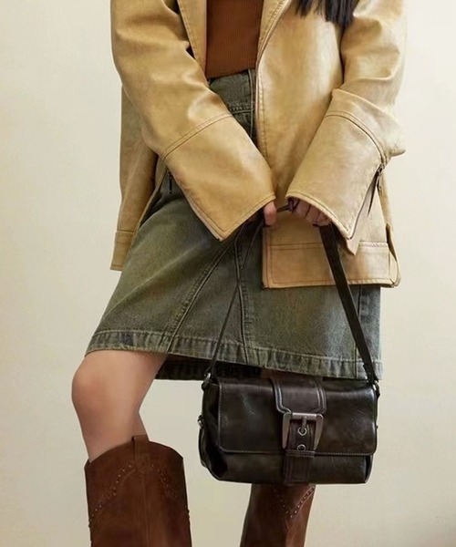 【新品未使用】as on レザー韓国　ブラウン　ショルダーバッグ florist ショルダーバッグ バッグ 韓国ファッション2WAY ヴィンテージ