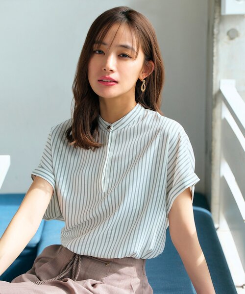 ブラウス シャツ ウエストフィットシャツ レディース miette ブラウス シャツ ショルダーカットアウトフロントジップ