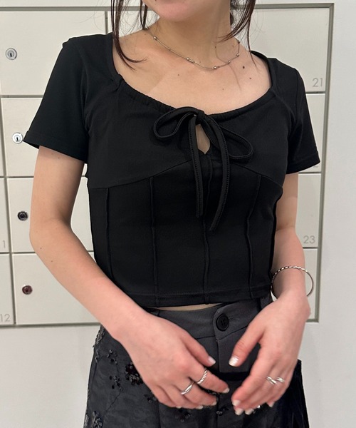 tシャツ フロントギャザーリボンT Front Gather Ribbon T レディース Front Gather Ribbon T/フロントギャザーリボンT