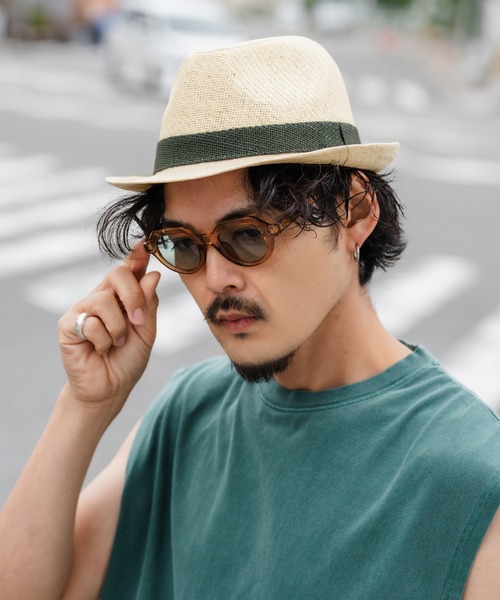 improves 帽子 ハット ポリ素材 中折 ストローハット メンズ