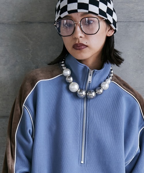 GEVS.（ジェイヴィス） トレーナー スウェット 異素材使いハイネック