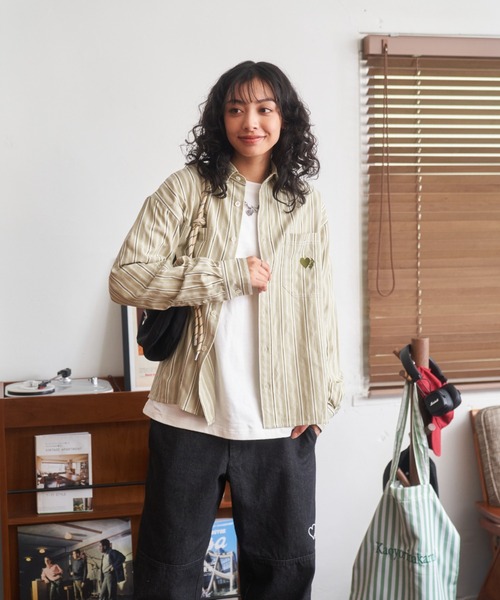 kaoyorinakami シャツ stripe wash shirts / ストライプ