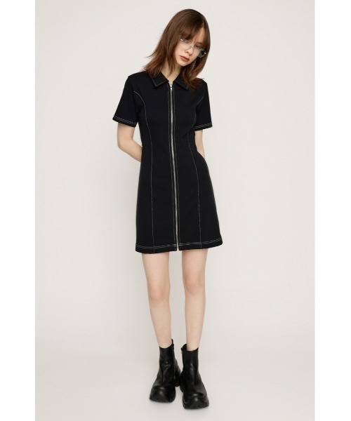 Seraphine ノットフロント ワンピース　ショートスリーブ フューシャ SLY ワンピース FRONT ZIP BACK OPEN S/OP フロント ジップ