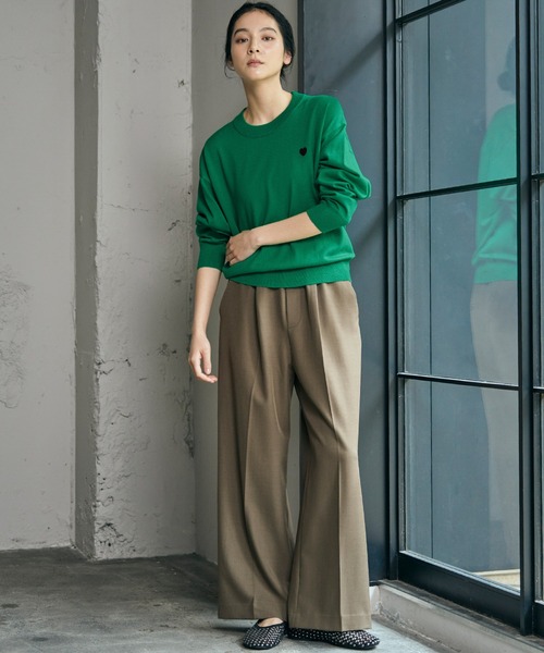 ELFRANK ニット セーター 「新色追加」ワンポイントハート刺繍ニット