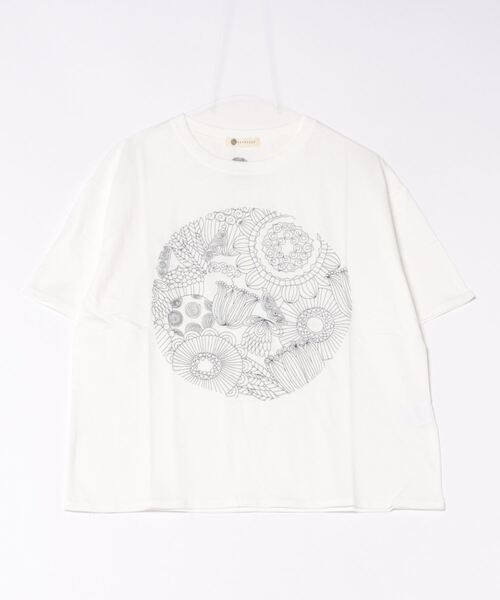 tシャツ (BD)「BARNDOOR」モノトーン フラワー 刺繍 Tシャツ レディース BARNDOOR tシャツ (BD)「BARNDOOR」モノトーン フラワー 刺繍 T