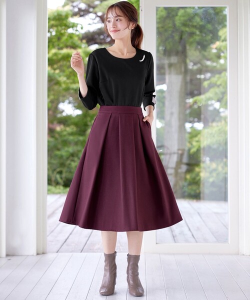 Tiaclasse スカート ウール調タックフレアスカート : ZOZOTOWN Yahoo