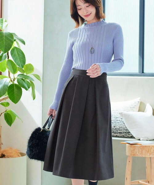 Tiaclasse スカート ウール調タックフレアスカート : ZOZOTOWN Yahoo