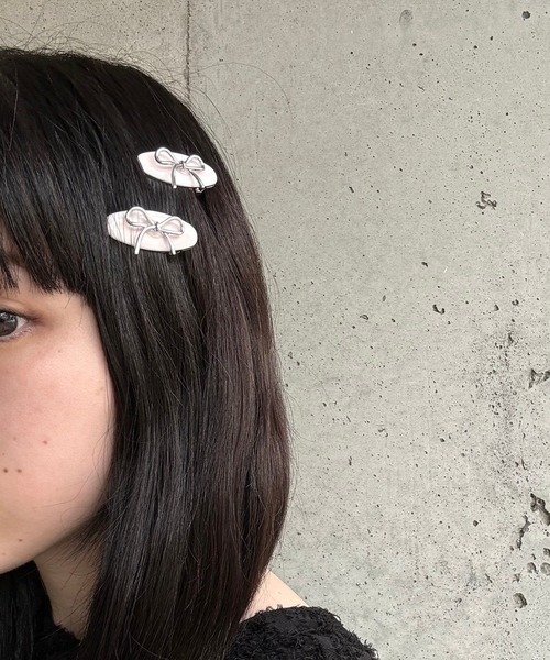 ヘアピン 「2個セット」メタルリボンミニヘアピン : ZOZOTOWN Yahoo!店
