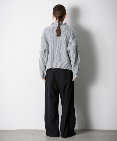 LAKOLE（ラコレ） ポロシャツ ポロ ハーフZIPラインニットプルオーバー