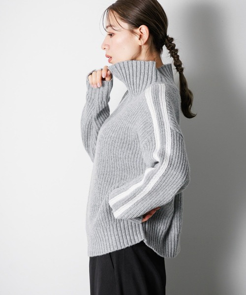 LAKOLE（ラコレ） ポロシャツ ポロ ハーフZIPラインニットプルオーバー