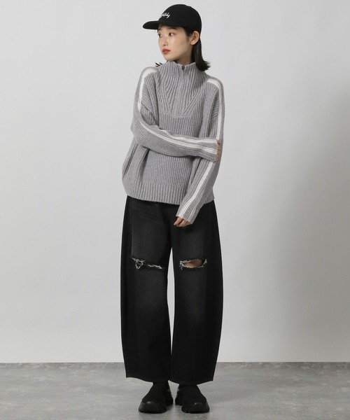 【新品未使用タグ付き】ワンポイントレイヤードポロニットプルオーバー LAKOLE（ラコレ） ポロシャツ ポロ ハーフZIPラインニットプルオーバー