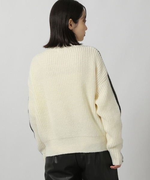 LAKOLE（ラコレ） ポロシャツ ポロ ハーフZIPラインニットプルオーバー