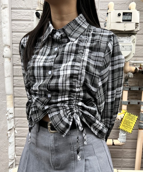 新品未使用品　ダイアグラム　グレー系チェック クロップドシャツ 新品未使用品 ダイアグラム グレー系チェック クロップドシャツ 【公式