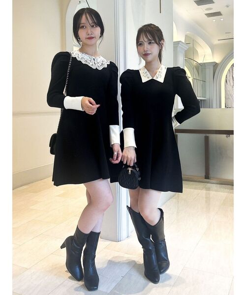 dazzlin ワンピース 美品 dazzlin ワンピース オーナメントカラーニットワンピース