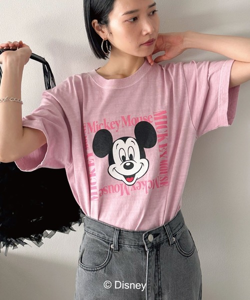 GOOD ROCK SPEED】MICKEY ミッキースクエアロゴT ピンク