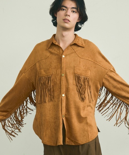 Shoowtime（ショウタイム） シャツ Fringe suede snap button western
