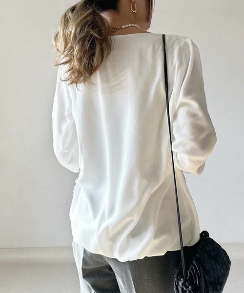 ブラウス シャツ フロントタック裏起毛シフォンブラウス レディース
