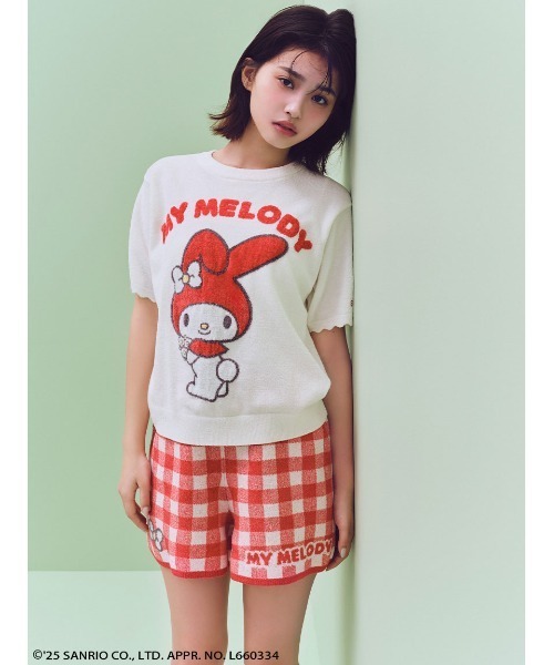 スナイデルホーム　マイメロコラボ　柄ショートパンツルームウェア SNIDEL HOME パジャマ ルームウェア 「MY MELODY」ニット