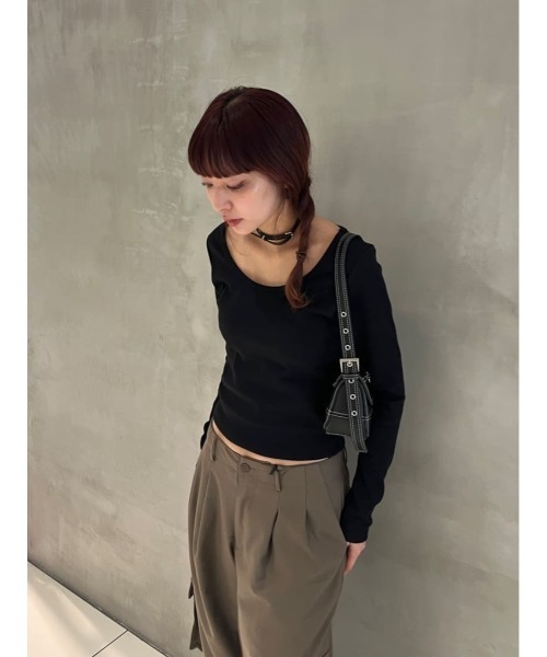 tシャツ THROW　PAD IN BACK OPEN L/S TOPS パッドイン バックオープン ロングスリーブ トップス レディース THROW by SLY tシャツ THROW PAD IN BACK OPEN L/S TOPS パッド