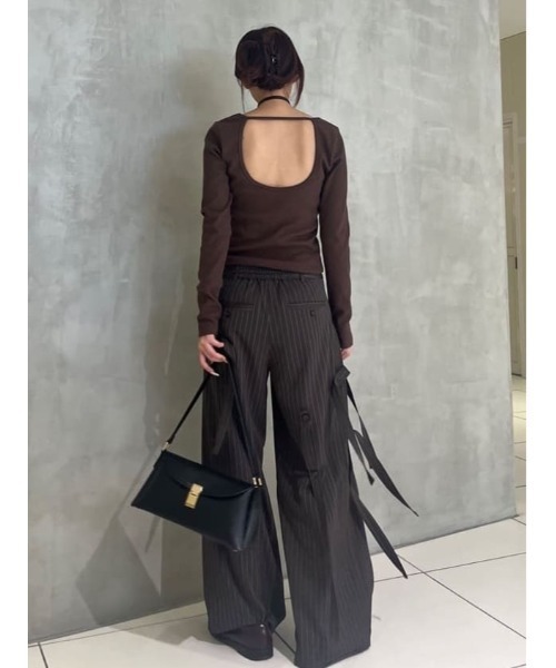 tシャツ THROW　PAD IN BACK OPEN L/S TOPS パッドイン バックオープン ロングスリーブ トップス レディース THROW by SLY tシャツ THROW PAD IN BACK OPEN L/S TOPS パッド
